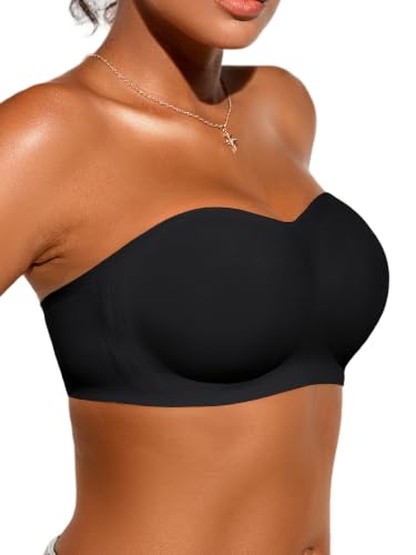 Cuteio Strapless Jelly Bras for Women - S-XL Seamless Padded Bandeau Bra