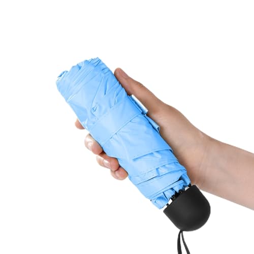 Chakipee Mini Regenschirm Klein Taschenschirm Mit 6 Rippen kompakt Faltbar Leicht Im Freien UV Schutz Regenschirme 260T Stoff kleiner Schirm für Sonne und Regen Blau Chakipee Mini Regenschirm Klein Taschenschirm Mit 6 Rippen kompakt Faltbar Leicht Im Freien UV Schutz Regenschirme 260T Stoff kleiner Schirm für Sonne und Regen Blau
