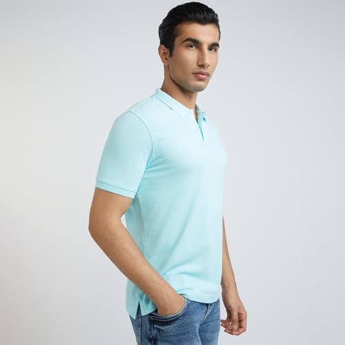 Image of Parx Men Regular Fit Solid Pattern Cotton Polyester Blend Half Sleeve Polo Neck Casual T-Shirt