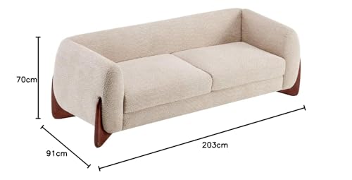 Image of LEGACY OF COMFORT Amala 80 inch Upholstered 3 Seater Sofa Three Seater Sofa with Wooden Legs for Living Room Hotels & Offices (Light Brown)