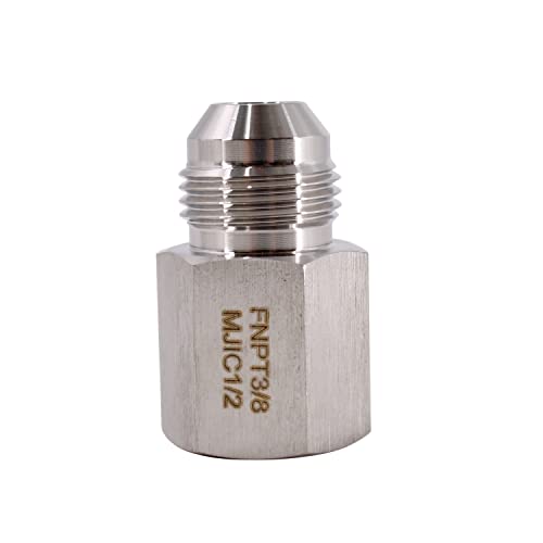 Image of HFS(R) 3 /8 inch Female NPT to 1 /2 inch Male JIC Flare Pipe Fitting Reducer Adapter Stainless Steel 304 (3 /8 inch FNPT x 1 /2 inch MJIC)