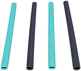 HotSips Reusable Straws 4 Large with Travel Case, 2 Aqua + 2 Charcoal
