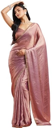 LOROFY Women's Chiffon Two Tone Saree (With Blouse)