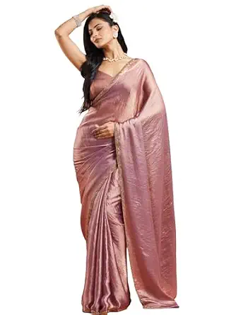 LOROFY Women's Chiffon Two Tone Saree (With Blouse)