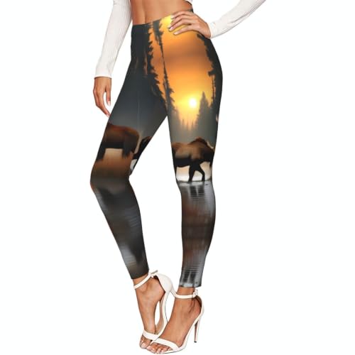 Leggings de compresión de alta calidad y tacto suave con diseño de alce