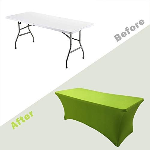 Hipinger 2 Pack Stretch Spandex Table Cover for 6 Ft Rectangle Tables, 72" Length x 30" Width x 30" Height Fitted Tablecloth for Standard Folding Tables (Green, 6 ft.)
