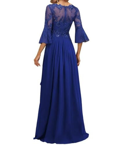 Lace Sequin Mother of The Bride Dress Chiffon Evening Dress Long Mother of The Groom Dresses with Bell Sleeves MK462