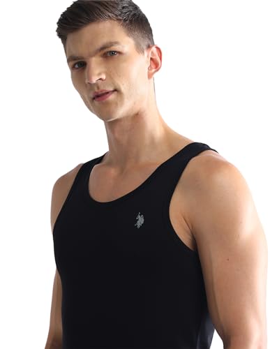 Image of U.S. Polo ASSN. Men's EV006 Pure Cotton Ribbed Vest - Pack of 1