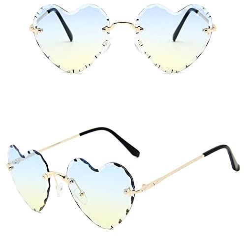 Lunettes de soleil cœur en métal sans monture finition luxe avec verres dégradés vintage