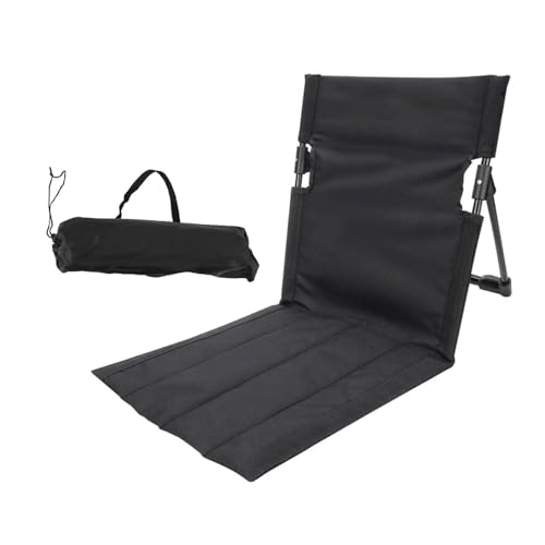 MEISO Strandmatte mit Rückenlehne, Klappbar Strandstuhl, Tragbare Strandliege Faltbarer, Campingstuhl Liegestuhl für Picknick, Garten, Wandern (Schwarz)