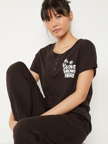 Image of Max Women's Printed Round Neck Half Sleeve Cotton Pyjama Set