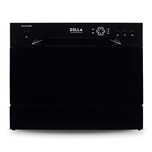 DELLA Portable Compact Countertop Dishwasher 6 Wash Cycles Dishwashers Setting Racks Silverware Basket, Black - Thumbnail 3