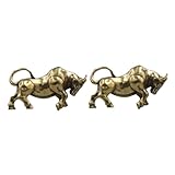 DIYEAH Brass Bull Keychain - Mini Feng Shui Ox Charms for Wealth 1.57X2.36 Inches Cute Animal Figurines for Car Accessories or Desk Decor