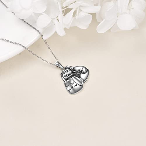 YAFEINI Men Punk 925 Sterling Silver Boxing Gloves/Dumbbell Chain Pendant Necklace4