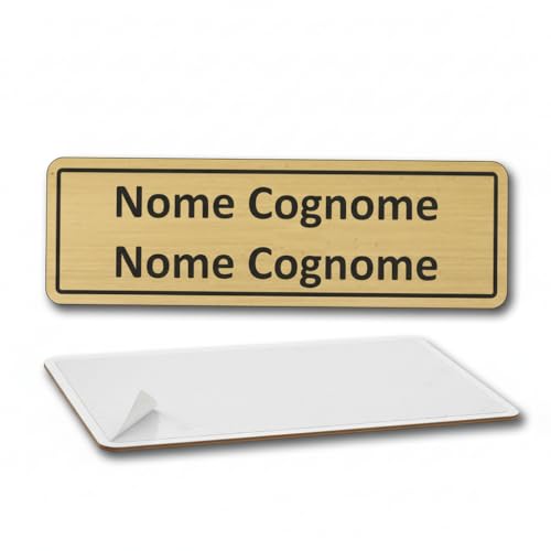 Targhetta Ottone Posta Personalizzata | Targa Cassette Postali Adesiva – Targa per Posta Casa/Ufficio – Montaggio Facile, Alta Durabilità Esterno Interno (Ottone Satinato 1mm, Misura 80x25mm)