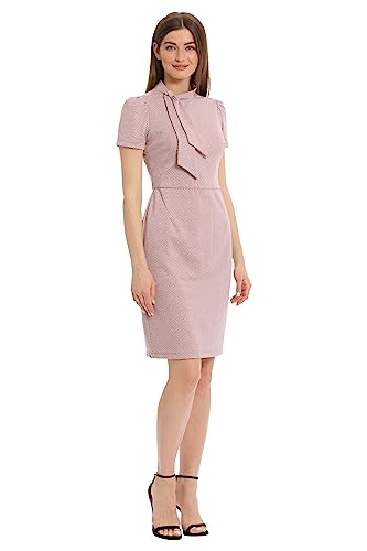 Maggy London Women's Midi Short Sleeve Sheath with Neck Tie Career Office Work Wear3