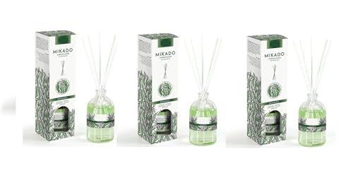 PCMOVILES Mikado Ambientador Romero 100 ml – Pack de 3 Unidades – Aroma Fresco y Natural – Difusor de Varillas para Casa, Oficina y Armario