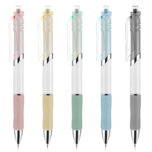 Amabro 5 bolígrafos gel 0.5mm tinta negra retráctil