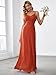 Ever-Pretty Women's Backless Spaghetti Strap Bridesmaid Dresses Chiffon Empire Waist Summer Formal Wedding Guest Dress Burnt Orange US10