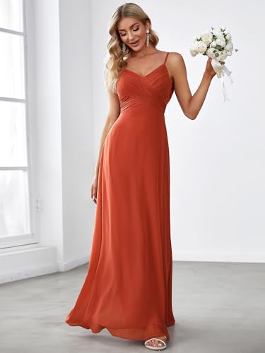 Image of Ever-Pretty Women's Summer Backless Spaghetti Strap Chiffon Bridesmaid Dresses Empire Waist Formal Wedding Guest Dress