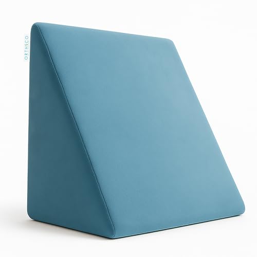 Image of Wedge Cushion | Wedge Pillow for Bed | Orthopedic Memory Foam Back Support Pillow for Bed | Acid Reflux, Snoring, GERD, Leg Elevation | 18L x 17.5W x 11H Inch, 1-Year Warranty | Ocean Breeze