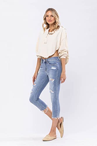 Judy Blue 'Fiercely Bella Boutique Mid-Rise Destroyed Skinny Capri4