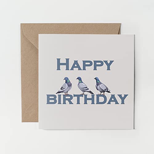 1 x biglietto di auguri – Happy Birthday Blue Pigeon Flock Pigeons Racing Birds Gift #0180