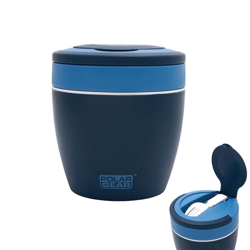 Polar Gear Microwavable Food Containers with Fold Away Cutlery, Polypropylene, 500 milliliters, Blue