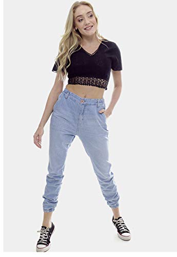 Calça Jeans Mom Jogger Sob Azul Clara com Elastano (46)