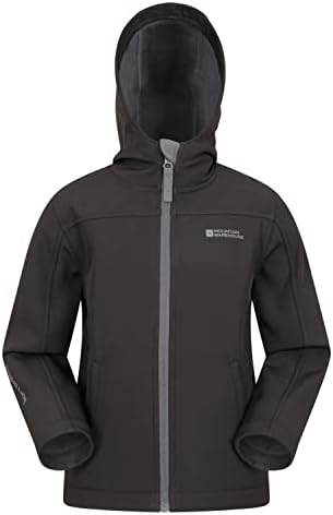 Mountain Warehouse Exodus Kids Softshell Jacket With Hood -Girls Boys Black Kids 11-12 Yrs (140-152 cm) - 2