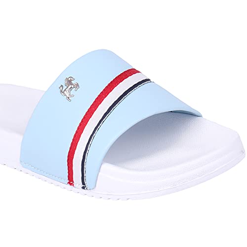 Image of PERY-PAO Mens Stylish Sliders White, Red, Black, Grey, Sky Blue Boys Slippers