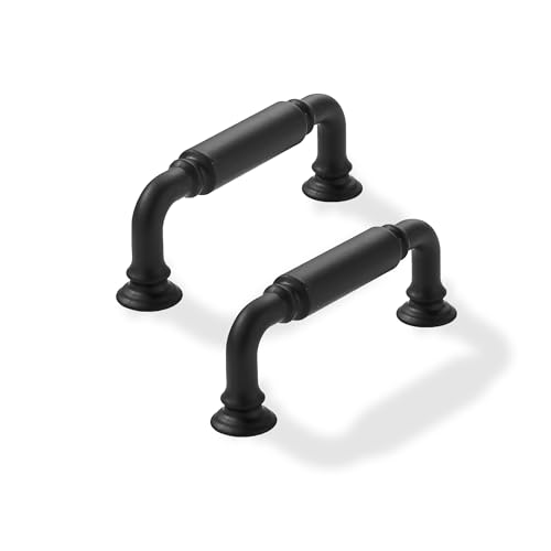 CABDM 2 Pack 3 Inch Hole Center Matte Black Cabinet pulls Heavy-Duty Solid Cabinet Handle Hardware Suitable for cabinets Dressers Kitchens and Bathroom cabinets.