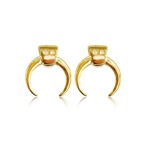Boucles d'oreilles zircon noir coffre de corne de vache, le cadeau de mariage idéal