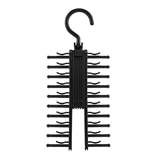 Milltrip Adjustable Cross X Tie Rack, Tie and Belt Hanger with 360° Swivel Hooks, Non-Slip Clips, X-Shaped Design, Holds 20 Ties, Belts, Scarves, Space-Saving Closet Organizer (Black)