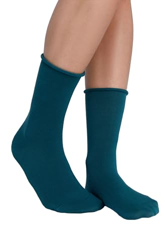 ALBERO NATUR Chaussettes unisexes à bord roulé en coton bio pour homme et femme, Aiguille de pin, 43-46