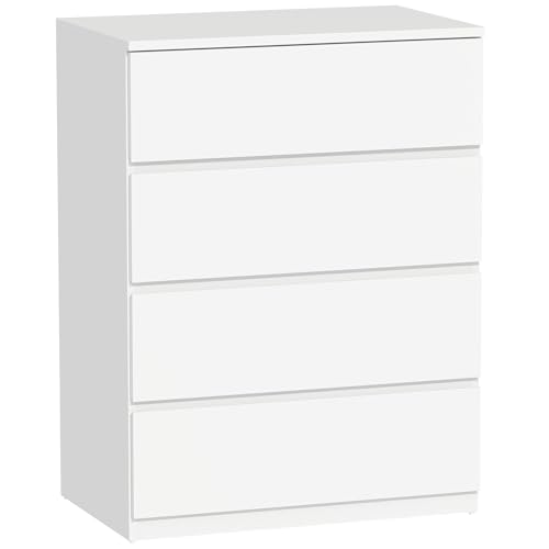 HOMCOM Commode 4 tiroirs, Meuble de Rangement étroit sans poignées, chiffonnier, Style Moderne,...