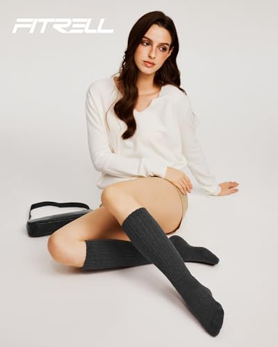 Image of FITRELL Slouch Socks for Women, 3 Pairs Soft Cotton Knee High Scrunch Tube Boot Socks