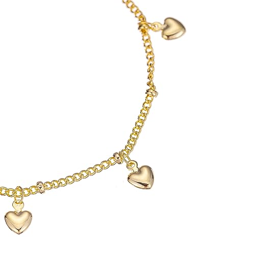 14K White Gold Plated Link Bracelet for Women Heart Star Round Beaded Charms Dainty Chain Simple Jewelry Gifts2