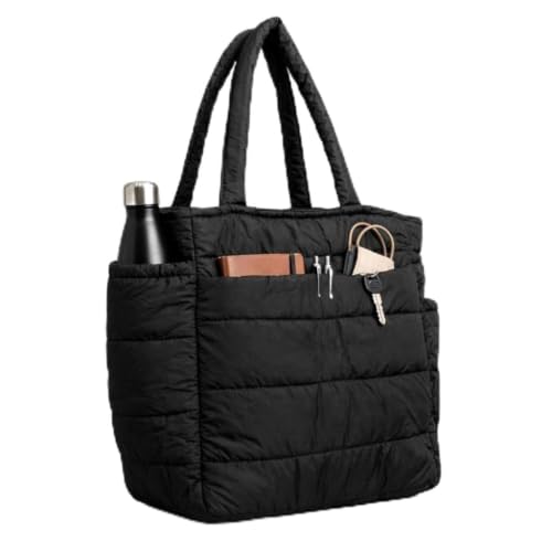 Bolsa Feminina Tote Puffer Grande Ombro Trabalho Faculdade Academia Leve(Preto)