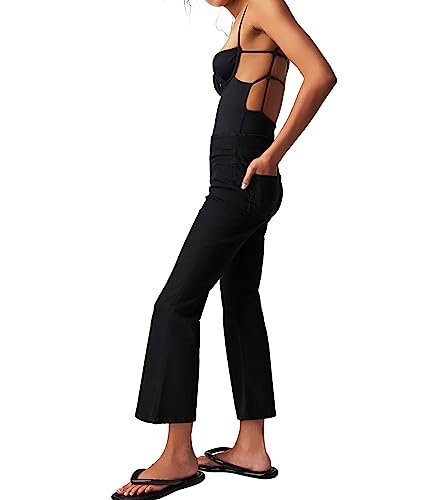 Free People in My Feelings Cropped Boot Jeans Solid Black XS (Women's 0-2)2