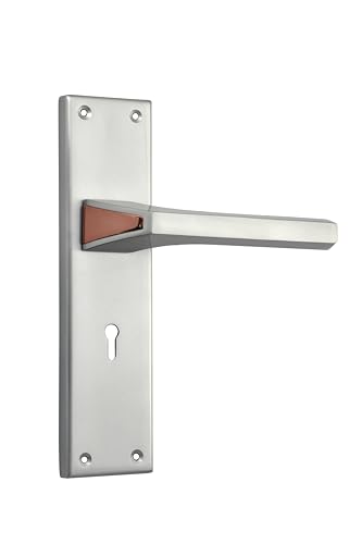 Image of Mortise Door Lock Handle Set | 8 inch steel lockset 1015 KY | 6 lever 65mm Double turn Lock Mechanism | Suitable for Left & Right Handed Living Room Doors, Bedroom Door (SS /Rose Gold Finish)