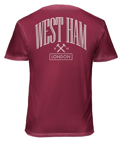 West Ham United Soft Wash Vintage Cotton Premium T-Shirt (US Alpha Large Regular Regular Cardinal)