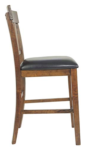 Signature Design By Ashley Ralene Traditional 26" Counter Height Faux Leather Seat Barstool, 2 Count, Brown #TOP4