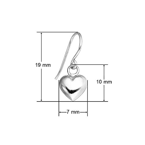 Silverline Jewelry - Sterling Silver Puffed Heart Dangle Drop Earrings On Fish Hook #TOP5