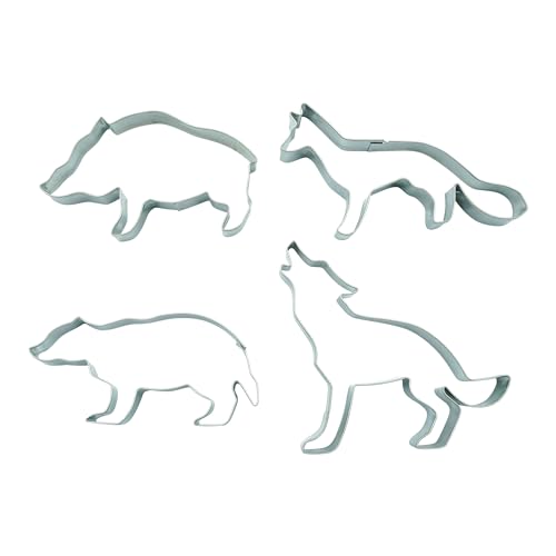 BekkiB - 4er Set Ausstechformen 'Waldtiere' Wolf, Dachs, Wildschwein,...