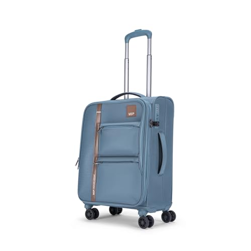 Image of VIP Grande 8 Wheel Cabin (Small Size) Soft Case Trolley Bag | TSA Lock | Expandable Polyester Luggage | 3 Year International Warranty | Anti-Theft Zipper | 58 CM Suitcase for Travel | Smoke Blue
