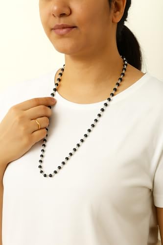 Image of Original Karungali Malai - Certified Ebony Beads Mala With Goverment Lab Test Certification - Authentic Black Ebony Wood 54 Beads German Silver Cap Mala For Meditaon (Black)