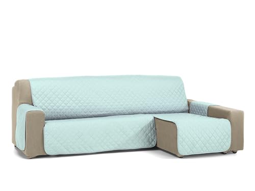 S & T Funda Sofa Chaise Longue 240 Aguamarina - Funda Sofa Chaise Long Reversible Brazo Derecho/Izquierdo Acolchada - Cubre Sofá 100% Poliéster Fabricado en España