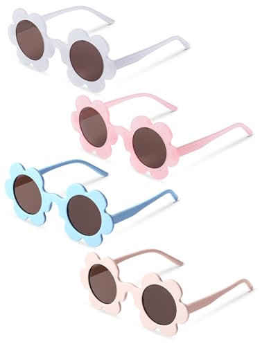 Image of Kanayu Summer Flower Sunglasses for Women 5.71 Inch Round UV Protection Adults Daisy Sunglasses Decor for Beach Party Gift