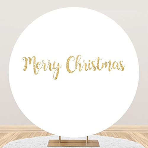 SDOTPMT Diameter 6.5ft Merry Christmas White Solid Color Round Backdrop Cover Winter Holiday New Year Eve Photography Background for Family Xmas Party Indoor Outdoor Party Supplies - Image 4